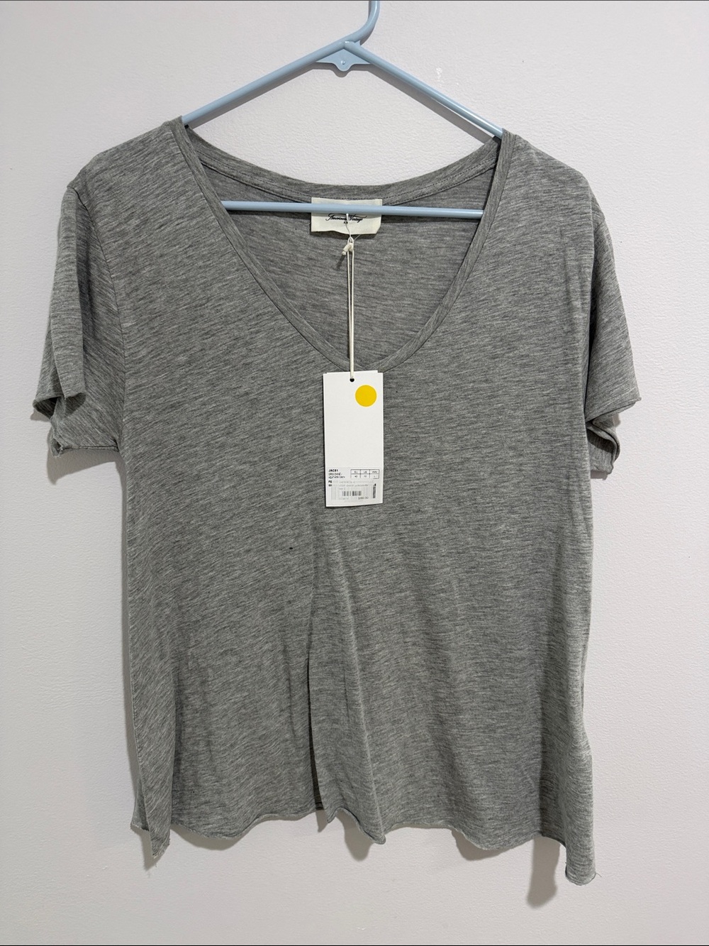 American Vintage Heather Gray V-Neck Short Sleeve Tee Size 10 NWT